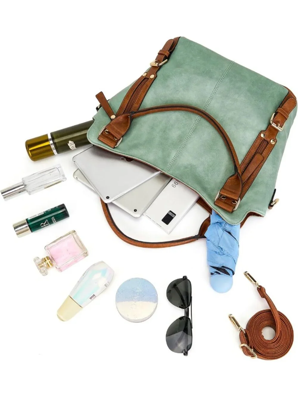 Stylish Large Crossbody Bag Set for Women | Soft PU Leather, 9 Pockets, Wallet